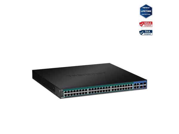 TRENDnet 52-Port Gigabit Web Smart PoE+ Switch, 48 Gigabit PoE+ Ports, 4 Shared