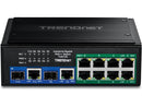 TRENDnet 10-Port Industrial Gigabit 400W PoE++ DIN-Rail Switch TI-BG108 - 8x