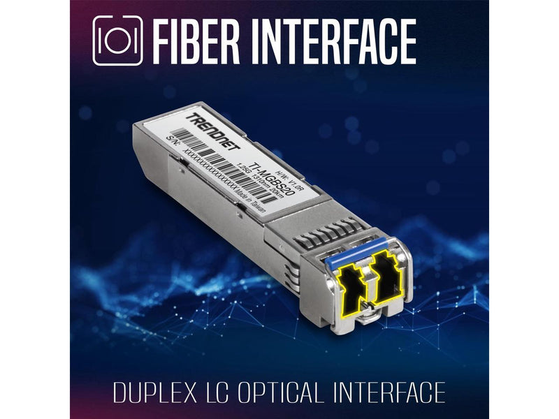 TRENDnet TI-MGBS20, 1000Base-LX Industrial SFP Single- Mode LC Module (20km),