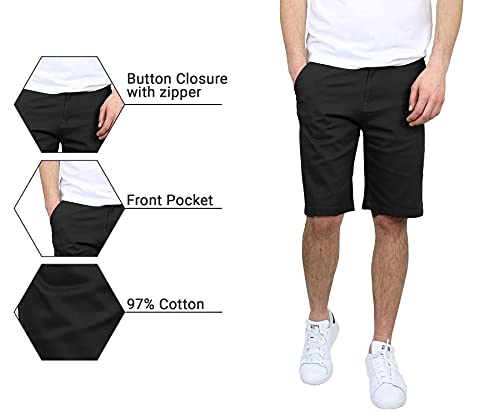 63967 Galaxy Harvic Men's 5-Pocket Flat-Front Slim-Fit Cotton Shorts Black 40 - Like New