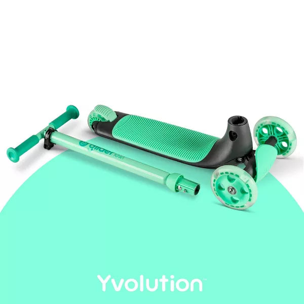 YVOLUTION Y GLIDER KIWI 3 WHEEL KICK SCOOTER WITH LIGHT-UP WHEELS - TEAL - Like New