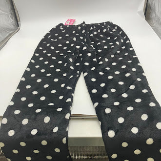 FASHION EXTRA SOFT FLEECE PAJAMAS PANTS SIZE: WOMEN L/XL - BLACK/WHITEPOLKADOTS - Brand New