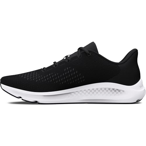 UNDER ARMOUR WOMEN'S CHARGED PURSUIT 3 BIG LOGO SIZE: 10, BLACK/BLACK/WHITE - Like New