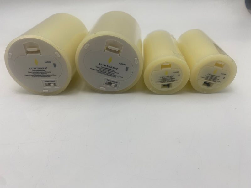 LUMINARA SET OF 4-BATTERY OPERATED FLAMELESS IVORY PILLAR CANDLES-2 SETS OF 4 - Like New
