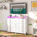YOOBURE DRESSER FOR BEDROOM WITH CHARGING STATION AND LED LIGHTS - WHITE - Like New