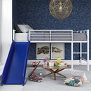 DHP Junior Twin Metal Loft Bed with Slide, Multifunctional - SILVER/BLUE - Like New