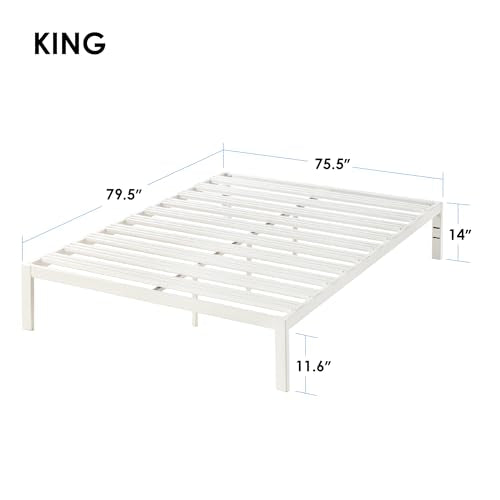 MELLOW BEST PRICE MATTRESS MODEL C STEEL HEAVY DUTY SLATS PLATFORM BED - WHITE - Like New