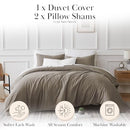 SOUTHSHORE FINE LIVING OVERSIZED QUEEN DUVET SET SOFT STAIN RESISTANT - TAUPE - Like New
