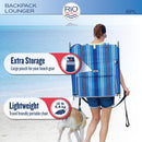 Rio Beach Portable Folding Backpack Beach Lounge Chair ‎ABPL-1813-1 -Blue Stripe - Brand New