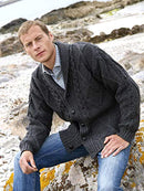 Aran Crafts Men's Irish Cable Knitted Sweater 100% Merino Wool Charcoal M - Brand New