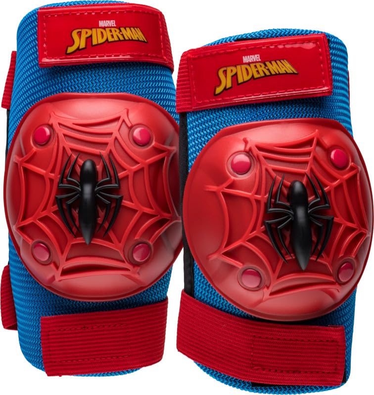 MARVEL SPIDER-MAN KIDS' BIKE PAD AND GLOVE SET - BLUE/RED - Like New