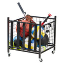 True & Tidy Metal Storage Cart with Straps and Wheels - Black - Like New