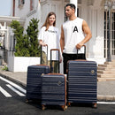 Miami Carry On Brickell 3 Piece Expandable Retro Spinner Luggage Set, Navy - Brand New