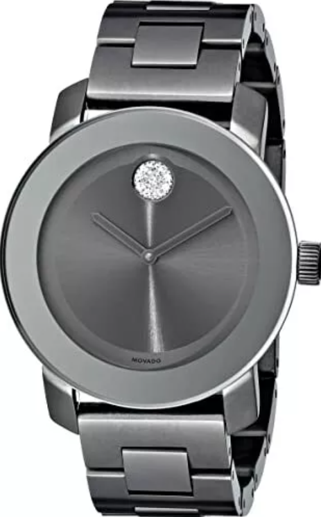 Movado Women's 3600103 Bold Gunmetal-Tone Bracelet Watch Swarovski Crystals Like New