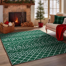 COLLACT Christmas Area Rug 8x10 Green Rug Moroccan Xmas Modern Christmas - Brand New