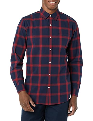 AMAZON ESSENTIALS MEN'S LONG-SLEEVE SLIM-FIT STRETCH POPLIN SHIRT XL- PLAID - Brand New