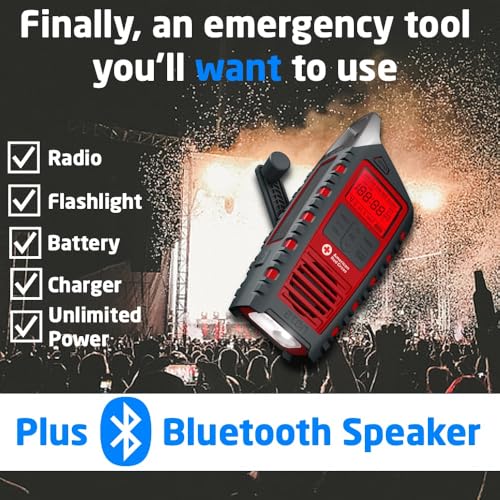 ETON Odyssey Multi-Powered All-Band Bluetooth Emergency Radio with RDS Red - Like New