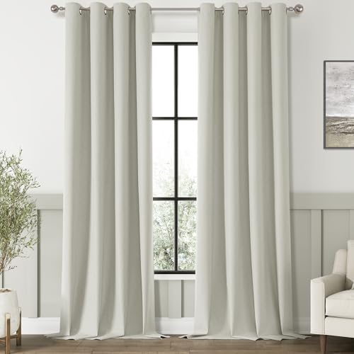 CHRISDOWA 100% BLACKOUT GRAYISH BEIGE CURTAINS 120 INCHES LONG 2 PANELS - Like New
