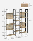 VASAGLE BOOKCASE, 14 SHELVES, METAL FRAME LLS107B60 - CAMEL BROWN - Like New