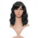 VCKOVCKO NATURAL WAVY WIG WITH AIR BANGS 12" - BLACK - Like New