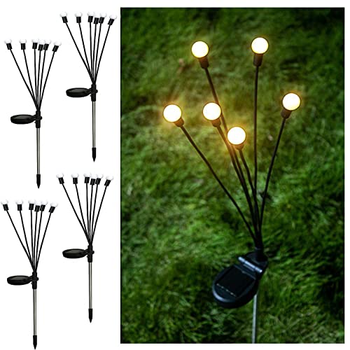 WMQBD SOLAR OUTDOOR LIGHTS LED SOLAR POWERED FIREFLY LIGHTS WITH 6 LED BULBS - Like New