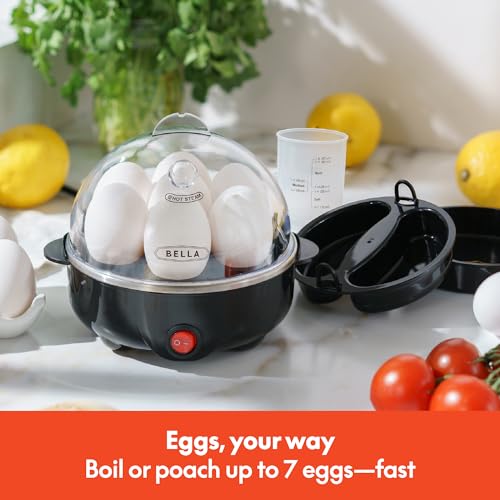 BELLA RAPID ELECTRIC EGG COOKER AND POACHER WITH AUTO SHUT OFF - BLACK - Like New