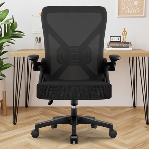 Paeceioni Airchros Office Chair, Ergonomic Fold-Up Armrests, - BLACK - Like New