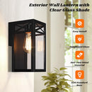 Outdoor Wall Light Fixtures, 2-Pack, Black Porch Lights with Glass Shade - Like New