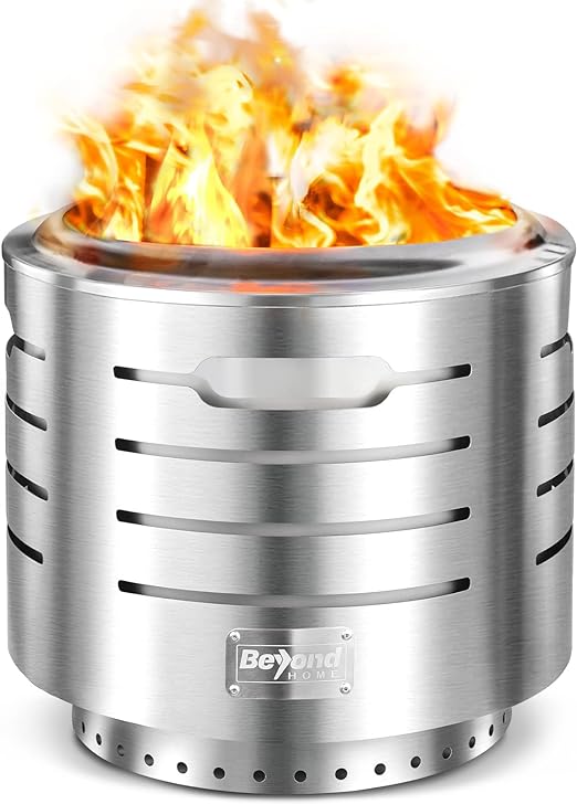 BeyondHOME 19.3" Smokeless Instant Fire Pit Stainless Steel FP19 - SILVER - Like New