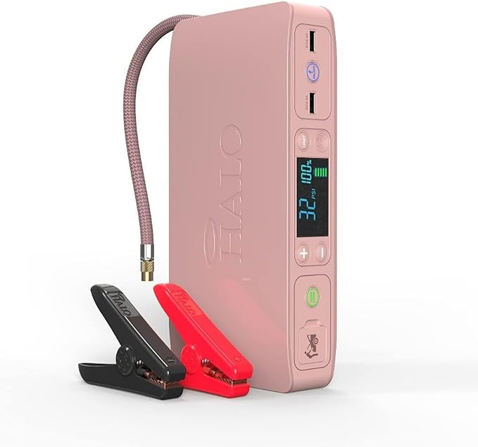 HALO Bolt Air + Portable Vehicle Jump Air Compressor Power Bank 801106708 - Pink Like New