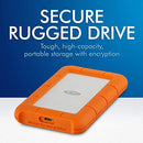 LaCie Rugged Secure USB-C 2TB All-Terrain Encrypted Portable Hard Drive - Orange Like New