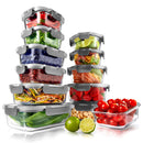 NutriChef Superior Glass Food Storage 24 Piece Stackable NCGLGY - GRAY - Like New