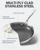 COOKS STANDARD HYBRID FRYING PAN, 12-INCH SKILLET, CLAD STAINLESS STEEL - SILVER - Like New