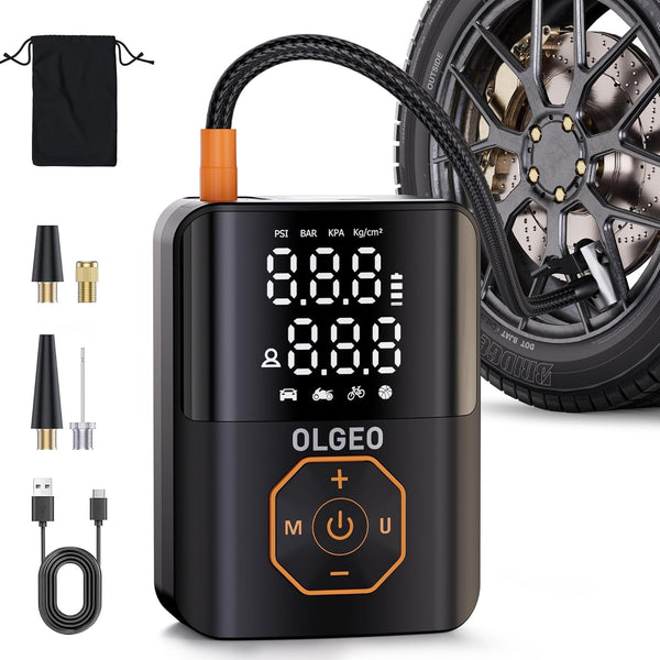 OLGEO TIRE INFLATOR PORTABLE AIR COMPRESSOR 160PSI TIRE INFLATOR FOR CAR - BLACK - Like New