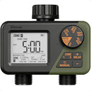 DIIVOO SPRINKLER TIMER 2 ZONE PROGRAMMABLE WATER HOSE TIMER 2 OUTLET - GREEN - Brand New