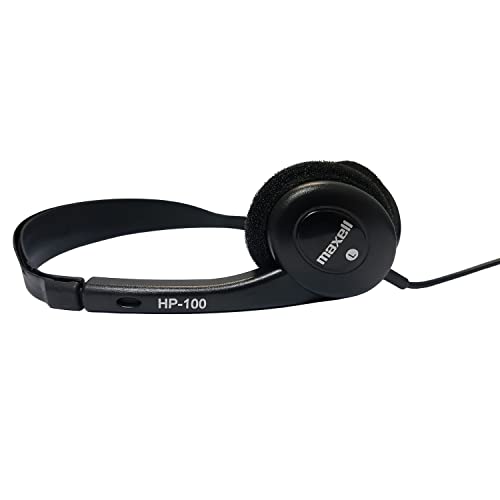 MAXELL CORD ADJUSTABLE HEADBAND WIRED HEADPHONES WITH MICROPHONE HP100WM - BLACK - Like New