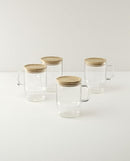 LENOX DRINKWARE TUSCANY CLASSICS HOT BEVERAGE 8 PIECE MUGS - CLEAR/BAMBOO - Like New