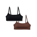 AMAZON ESSENTIALS WOMEN'S COTTON JERSEY SCOOP BRALETTE BLACK / RICH HAZEL L - Like New