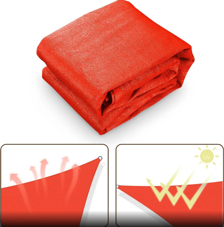 YESCOM 25FT TRIANGLE SUN SHADE SAIL CANOPY UV BLOCK COMMERCIAL CARPARK - ORANGE - Like New
