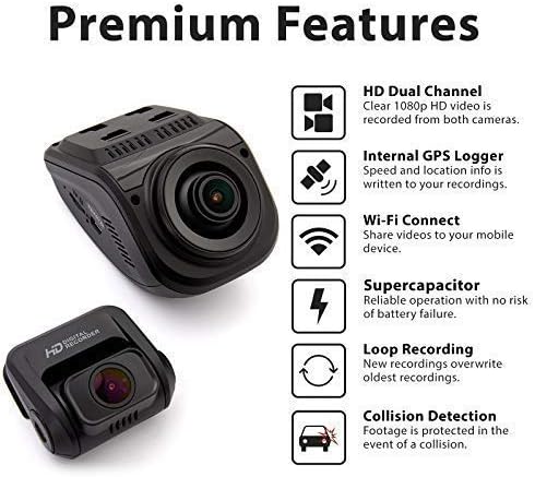 Rexing V1P Pro Dual 1080p FHD 170° Wide Angle Wi-Fi Cam REXING-V1PPRO - BLACK Like New