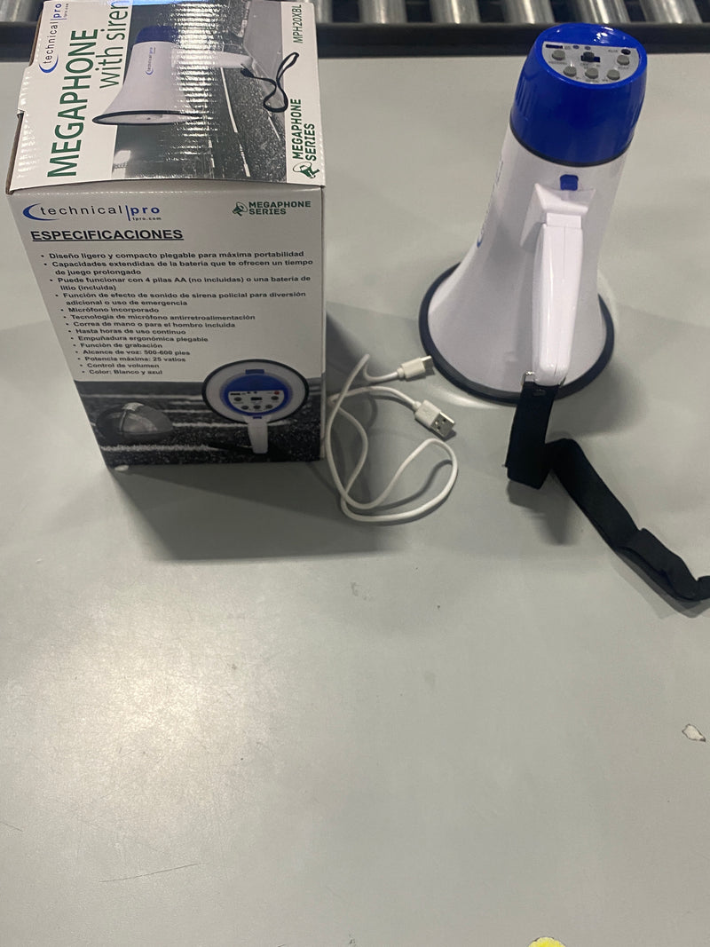 TECHNICAL PRO RECHARGEABLE BATTERY MEGAPHONE, 25 WATTS - Like New