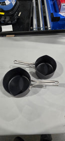 CALPHALON PREMIER HARD-ANODIZED NONSTICK POTS AND PAN, W/ LIDS - BLACK - Like New