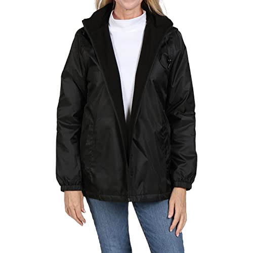TA9672 TOTES WOMENS RAIN JACKET WITH HOOD RAIN COAT WOMENS COATS BLACK XL - Brand New
