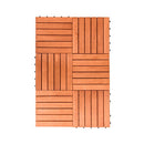 Outdoor Patio 6-Slat Eucalyptus Interlocking Deck Tile - Brand New
