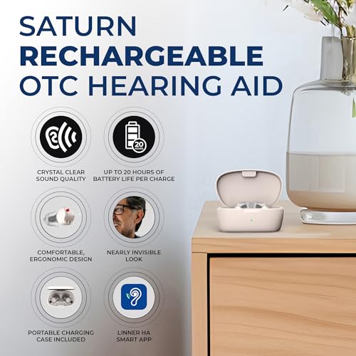 LINNER SATURN CIC RECHARGEABLE OTC HEARING AID, NOISE, F703A - BEIGE - Like New