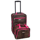 ROCKLAND UPRIGHT LUGGAGE SET 2PC UPRIGHT 20" X 13" X 7.5" F102 - PINK LEOPARD - Brand New