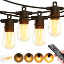 ROVNOES OUTDOOR STRING LIGHTS WITH REMOTE DIMMABLE 100FT PATIO LIGHTS BLACK - Like New