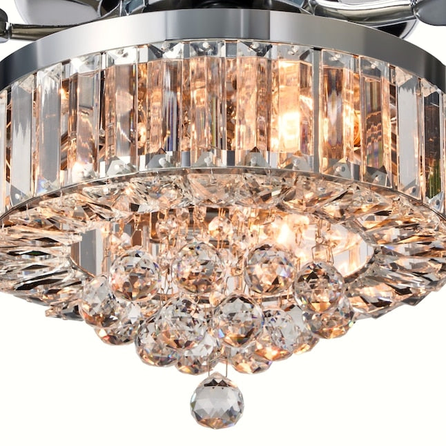 CO-Z 52-IN CHANDELIER CEILING FAN WITH LIGHT AND REMOTE ( 5 -BLADE ) - SILVER - Like New