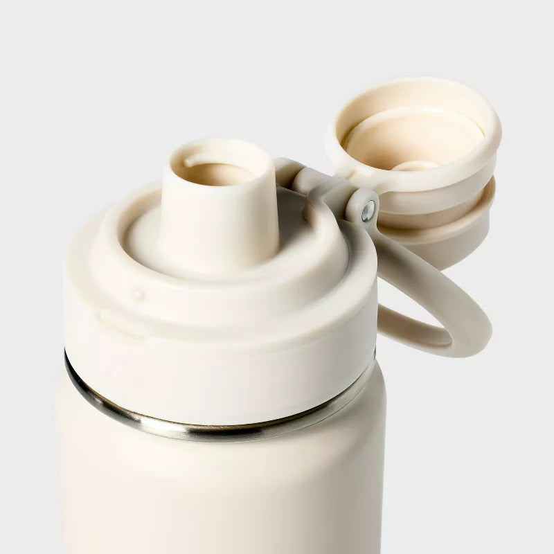 ALL IN MOTION 24OZ STAINLESS STEEL VACUUM INSULATED WATER BOTTLE - CHALK - Like New