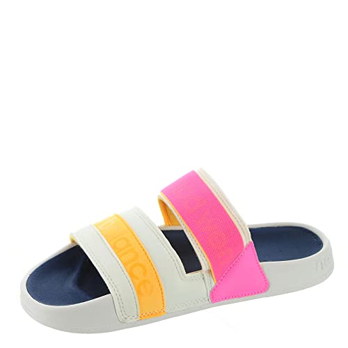 NEW BALANCE WOMEN'S 202 SLIDE SANDAL - SIZE 8 WHITE/VIBRANT PINK/VIBRANT APRICOT - Like New